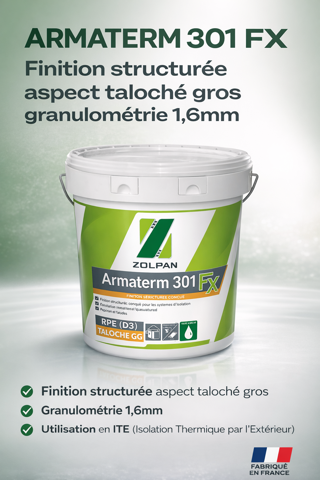 Enduit façade ARMA TERM 301 FX – granulométrie F / M / G – seau
