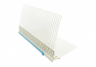 Profil goutte d’eau PVC avec trame intégré pour systèmes d’isolation thermique par l’extérieur (ITE).